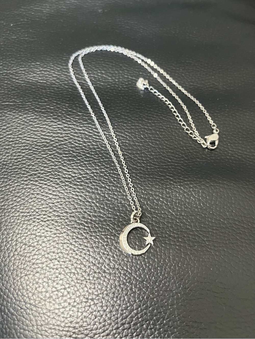Swarovsk Crescent Moon and Star Pendant Necklace - Elegant Women's Jewelry